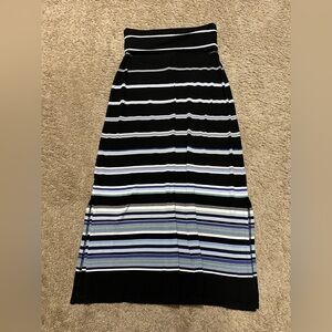 White House Black Market Black and Blue Striped Maxi Skirt C-30